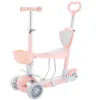 Trotineta cu scaun 3 roti pentru fete peste 1 an Kikka Makani 4 in 1 BonBon roz cu luminite