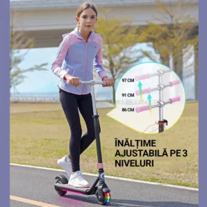 Trotineta electrica copii originala GentleKids PRO NegruRoz calitate superioara 2 roti de 5.5 inch