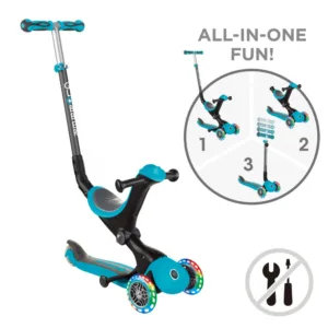 Trotineta evolutiva Globber Go-Up 4 in 1 Deluxe Lights Turquoise