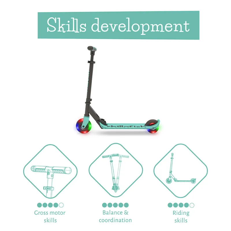 Trotineta pentru copii Chillafish Flexxi Glow Mint pliabila