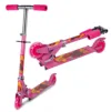 Trotineta pliabila MalPlay Roz cu lumini Led si ghidon reglabil
