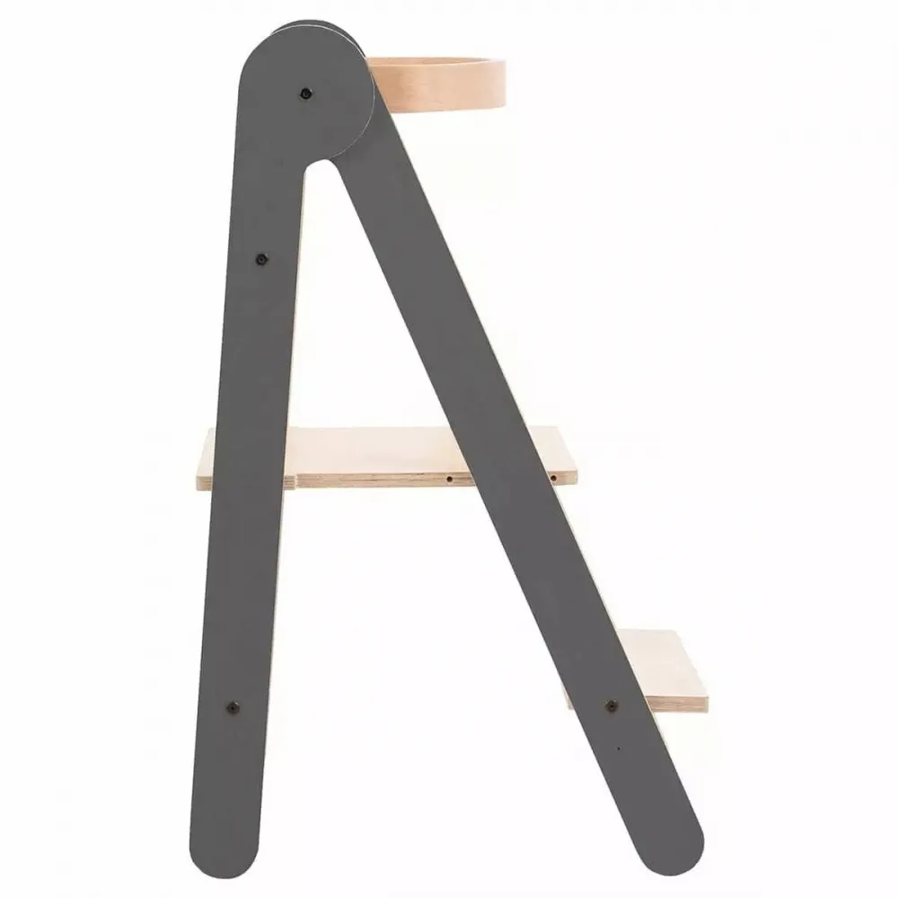 Turn de invatare MamaToyz Learning tower pliabil gri din lemn