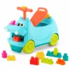 Vehicul fara pedale pentru copii BToys model Hipopotam cu sunete lumini si 26 de cuburi