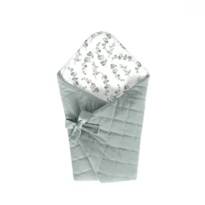 Wrap Babyhorn nou nascut paturica de infasat cu doua fete din bumbac si catifea Eucalipt Mint
