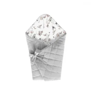 Wrap Babyhorn nou nascut paturica de infasat cu doua fete din bumbac si catifea Nature Grey