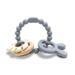 Zornaitoare cu jucarie pentru dentitie bebelusi Lorelli Baby Care Iepuras Grey