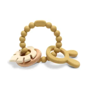 Zornaitoare cu jucarie pentru dentitie bebelusi Lorelli Baby Care Iepuras Yellow