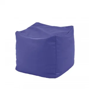 fotoliu mic taburet cub xl indigo piele eco umplut cu perle polistiren