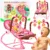 Balansoar multifunctional cu Muzica, Vibratii, bara detasabila cu 3 jucarii suspendate, Scaunel rabatabil in 2 pozitii, Husa detasabila, Pink