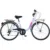 Bicicleta Dino Bikes City Summertime alb 26 inch, de la 11 ani, inaltime de peste 145 cm, frana de mana pe roata fataspate, portbagaj fataspate, transmisie Shimano cu 6 viteze, claxon si cric