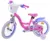 Bicicleta copii EL Minnie Mouse Bow Tie 16 inch, varsta 4-6 ani, inaltimea 104-110 cm, frana de mana pe ambele roti, scaun si ghidon ajustabile, cosulet accesorii, roti ajutatoare, stopuri reflectorizante
