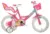 Bicicleta pentru fetite Disney Princess 16 inch, varsta 6-8 ani si inaltimea de 107-138 cm, frana de mana pe ambele roti, cosulet si scaunel pentru papusa, roti ajutatoare