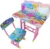 Birou pentru copii Novokids My first desk Roz Albastru din MDF cu jucarii interactive, dimensiuni 68X43X65, cadru metalic