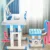 Birou pentru copii Novokids Premium desk AlbastruAlb din MDF, cu lampa inclusa, dimensiuni 80x50x70 cm, cadru metalic