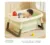 Cadita 3 in 1 pentru copii Little Mom Green, pliabila, echipata cu masuta de joaca detasabila, cu dus functional si dop evacuare apa, picioruse reglabile in inaltime, dimensiune 78.5 x 51.5 x 38 cm