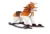 Calut balansoar pentru copii Novokids Rocking Horse XXL BeigeAlb din plus, cu roti, platforma detasabila, functie trotineta fara pedale, dimensiuni 85x37x77 cm, greutate suportata 50 kg