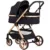 Carucior 3 in 1 pentru copii Chipolino Vista Blackberry, transformabil, cadru din aluminiu, sezut reversibil, maner reglabil, suspensii, husa de picioare, geanta, greutate suportata 22 kg