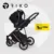 Carucior 4 in 1 pentru copii, Riko Velar Magma Premium Line, cu parte sport, scoica auto testata ADAC, i-Size omologat R129, cu baza isofix, accesorii incluse, pana la 22 kg, Negru