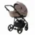 Carucior pentru copii, Adamex, 2 in 1, Lanti PS110, Pliabil, landou cu salteluta, copertina reglabila, roti frontale pivotante, cu dubla suspensie si husa de ploaie inclusa, Linen  EcoLeather, Coffee Bean