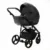 Carucior pentru copii, Adamex, 2 in 1, Lanti PS35, Pliabil, landou cu salteluta, copertina reglabila, roti frontale pivotante, cu dubla suspensie si husa de ploaie inclusa, Linen  EcoLeather, Dark Gray