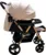Carucior pentru copii Baby Care PRO 511 Crem, Cadru aluminiu, Maner reversibil, Spatar reglabil 5 trepte, Amortizoare, Frana picior