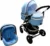 Carucior pentru copii Baby Care PRO 531 Albastru 3 in 1, Cadru Aluminiu, Amortizoare, Roti din cauciuc plin, Landou, Scoica auto, Spatar reglabil 3 trepte, Plasa insecte