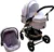 Carucior pentru copii Baby Care PRO 531 Gri 3 in 1, Cadru Aluminiu, Amortizoare, Roti din cauciuc plin, Landou, Scoica auto, Spatar reglabil 3 trepte, Plasa insecte