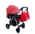 Carucior pentru copii Baby Care Pro 511 Rosu cu carouri 2 in 1 cu geanta inclusa, Cadru aluminiu, Maner reversibil, Spatar reglabil in 5 trepte, Amortizoare, Plasa insecte, Frana picior