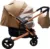 Carucior pentru copii Baby Care Pro 512 Maro Gold cu Suspensii, Cadru aluminiu Gold, Maner reversibil, Spatar reglabil in 5 trepte, Frana picior, Plasa insecte, Geanta