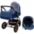 Carucior pentru copii Baby Care Pro 530 Albastru Carouri 3 in 1 Transformabil, Cadru Aluminiu, Amortizoare, Roti din cauciuc, Spatar reglabil 3 trepte, Plasa insecte, Geanta