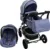 Carucior pentru copii Baby Care Pro 530 Albastru Jeans 3 in 1 Transformabil, Cadru Aluminiu, Amortizoare, Roti din cauciuc, Spatar reglabil 3 trepte, Plasa insecte, Geanta