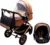 Carucior pentru copii Baby Care Pro 530 Bej Negru 3 in 1 Transformabil, Cadru Aluminiu, Amortizoare, Roti din cauciuc, Spatar reglabil 3 trepte, Plasa insecte, Geanta