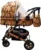 Carucior pentru copii Baby Care Pro 531 Bej cu fluturi maro 3 in 1 Transformabil, Cadru Aluminiu, Amortizoare, Roti din cauciuc, Spatar reglabil 3 trepte, Plasa insecte, Geanta