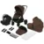 Carucior pentru copii Lionelo Mika Plus Mocha Mousse, 3 in 1, cadru din aluminiu, cu landou intarit si salteluta moale, scoica auto testata ADAC, reversibil, accesorii, Conform cu EN1888-1