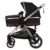 Carucior pentru copii Novokids X2000 series Negru 3 in 1 , spatar reglabil, reversibil, landou , geanta, cadru aluminiu Gold, amortizoare, roti din cauciuc, scoica auto, plasa insecte