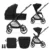 Carucior set 2 in 1, Lorelli Venice, cos landou individual, cadru din aluminiu, sezut reversibil, pana la 22 Kg, Black