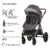 Carucior transformabil 3in1 Coccolle Melora,Cadru aluminiu,Roti mari,reversibil,Maner ajustabil,Cos auto iSize,Geanta,Suport pahar,Husa picioruse,Husa ploaie,Plasa insecte Diamond Black+CADOU Pompa de san electrica