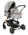 Carucior transformabil KikkaBoo 3in1 Amaia Light Grey pana la 22kg,cadru din aluminiu,suspensii pe roti si cadru,spatar reglabil,sezut reversibil,Scaun auto I-Size,geanta,suport pahar si accesorii incluse