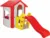 Casuta de gradina pentru copii Pilsan Happy House GriRosu cu tobogan integrat, plastic rezistent la intemperii, ferestre mobile, 252x131x112 cm, utilizare interiorexterior