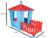 Casuta de gradina pentru copii Pilsan Stone House Blue cu gardulet inclus, utilizare interiorexterior,plastic rezistent UV, design realist