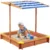 Cutie de nisip pentru copii Ginger Home Wood cu copertina reglabila si impermeabila tratata cu protectie UV, 118x118x118 cm