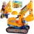 Excavator cu Senile pentru copii Malplay Yellow, cupa mobila, casca, actionat cu picioarele, lungime 63 cm, recomandat copiilor de la 3 ani si cu o greutate maxima de 15 kg