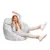 Fotoliu Puf Bean Bag tip Para L alb cu linii albastre si crem