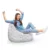 Fotoliu Puf Bean Bag tip Para XL alb cu linii albastre si crem