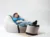 Fotoliu Pufrelax king izse otoman perna decorativa angora grey umplut cu fulgi de burete memory mix