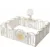 Gardulet loc de joaca pentru copii Nichiduta Garden Bear White, pliabil si portabil, de interiorexterior, compus din 14 panouri de gard + 2 panouri laterale cu Cos de baschet si angrenaje rotative