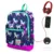 Ghiozdan cu 4 compartimente, Coral High, cu USB, bleumarin cu unicorni
