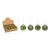Glob din sticla verde cu auriu set de 12 diametru 8 cm
