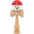 Jucarie de indemanare din lemn, Kendama X, Super Sticky, 18 cm, Rosu, Alb, Galben