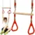 Leagan pentru copii, Kruzzel, model 2 in 1, include trapez de gimnastica si bara acrobatica din lemn, inaltime reglabila, max 100 kg